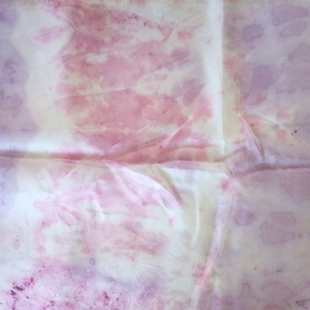 Pink, Purple & White Silk Scarf, Faux Tie-Dye
